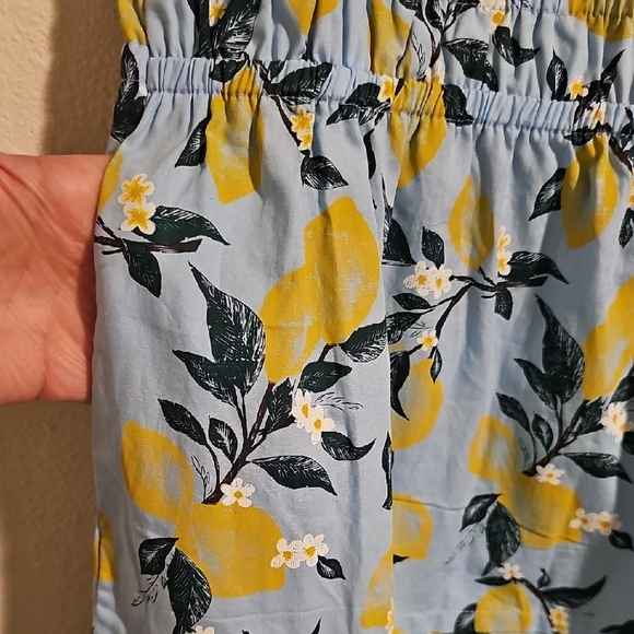 French Connection Lemon Print Midi Dress in Blue and Yellow - Picture 3 of 7